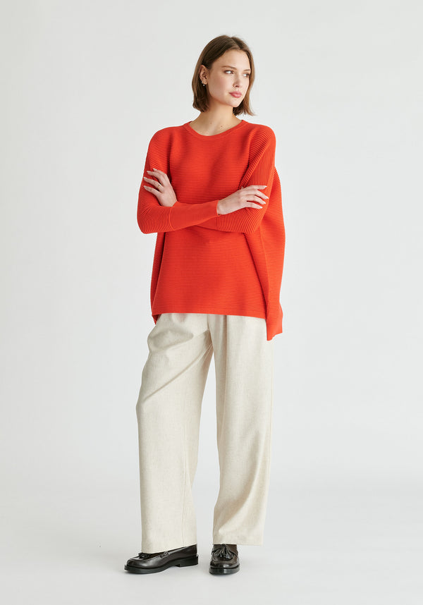Paisie Ribbed Jumper in Red Front