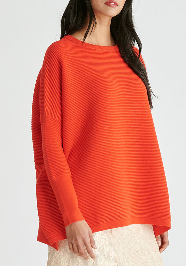 Paisie Ribbed Jumper in Red Closeup