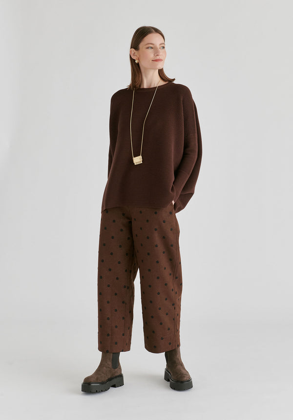 Paisie Ribbed Jumper in Brown Side