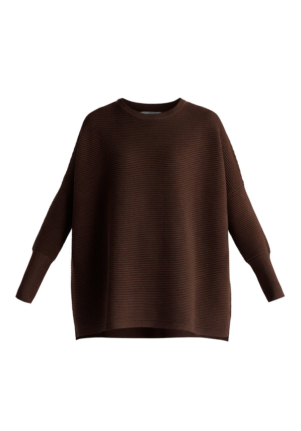 Paisie Ribbed Jumper in Brown Cutout
