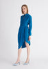 Paisie Asymmetric Hem Shirt Dress in Blue