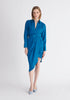 Paisie Asymmetric Hem Shirt Dress in Blue