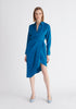 Paisie Asymmetric Hem Shirt Dress in Blue