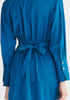 Paisie Asymmetric Hem Shirt Dress in Blue Close Up