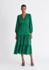 Paisie Tiered Hem Polka Dot Dress in Green and Pink