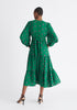 Paisie Tiered Hem Polka Dot Dress in Green and Pink Back