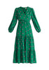 Paisie Tiered Hem Polka Dot Dress in Green and Pink Cut Out