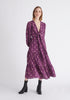 Paisie Tiered Hem Polka Dot Dress in Purple and Cream