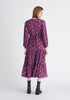 Paisie Tiered Hem Polka Dot Dress in Purple and Cream Back