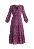 Paisie Tiered Hem Polka Dot Dress in Purple and Cream Cut Out