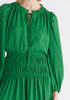 Paisie Ruched Waist Jumpsuit in Green Close Up