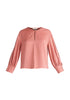 Paisie Button Sleeve Blouse in Coral Pink Cut Out