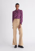 Paisie Pleated Collar Polka Dot Blouse in Purple and Cream