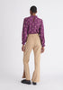 Paisie Pleated Collar Polka Dot Blouse in Purple and Cream Back