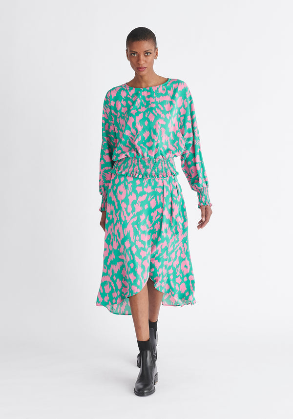 Paisie Multicolour Animal Print Balloon Sleeve Blouse