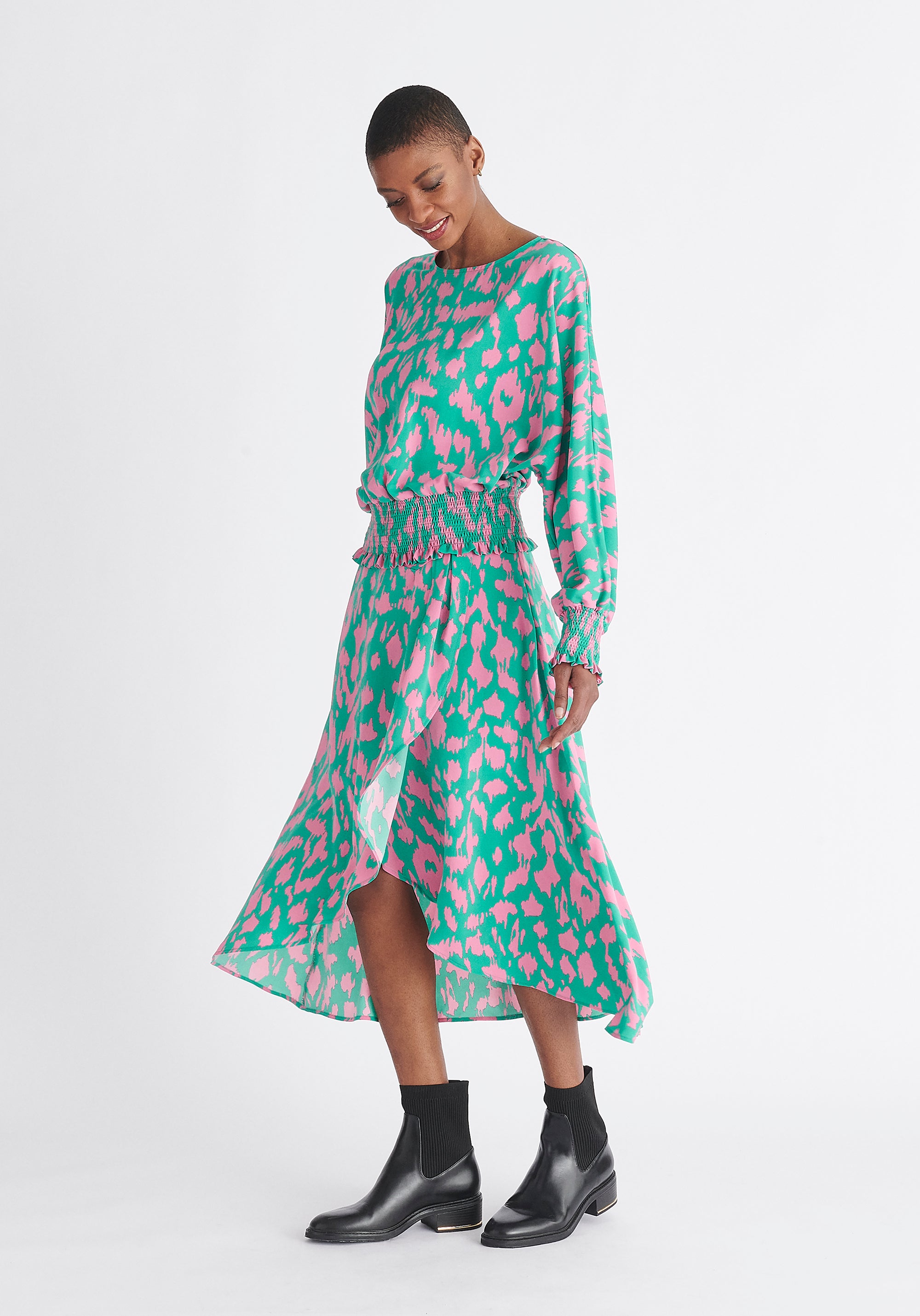 Paisie Multicolour Animal Print Balloon Sleeve Blouse