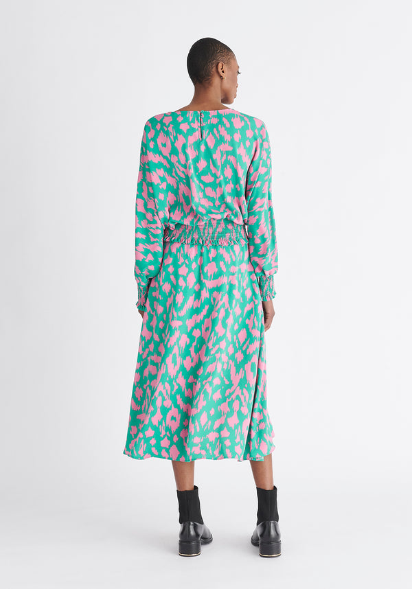 Paisie Multicolour Animal Print Balloon Sleeve Blouse Back