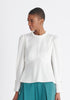 Paisie Pleated Collar Satin Blouse in White