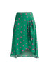 Paisie Asymmetric Polka Dot Skirt in Green and Pink Cut Out