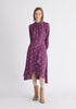 Paisie Asymmetric Polka Dot Skirt in Purple and Cream