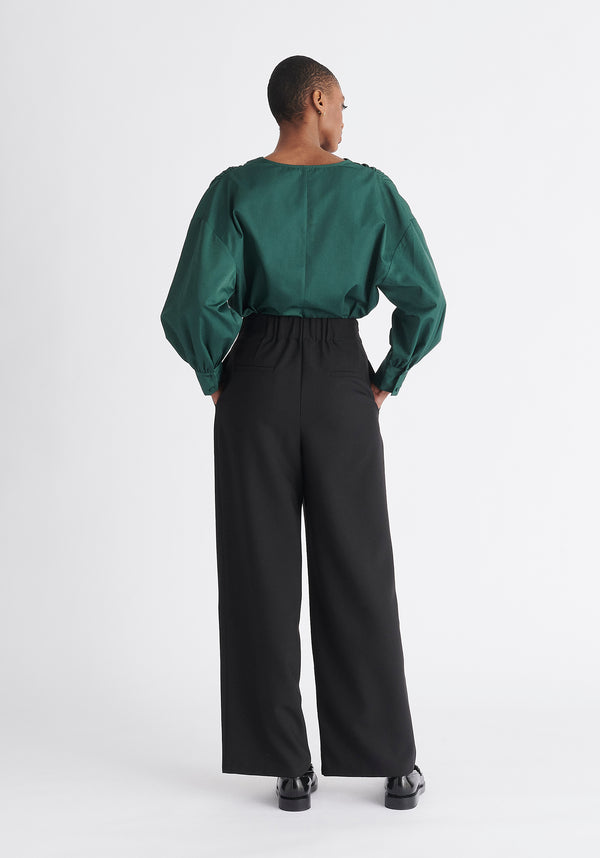 Paisie Button Waist Trousers in Black Back
