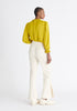 Paisie High Waist Flare Trousers in Cream Back