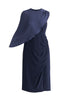 Paisie Detachable Cape Dress in Navy Cut Out