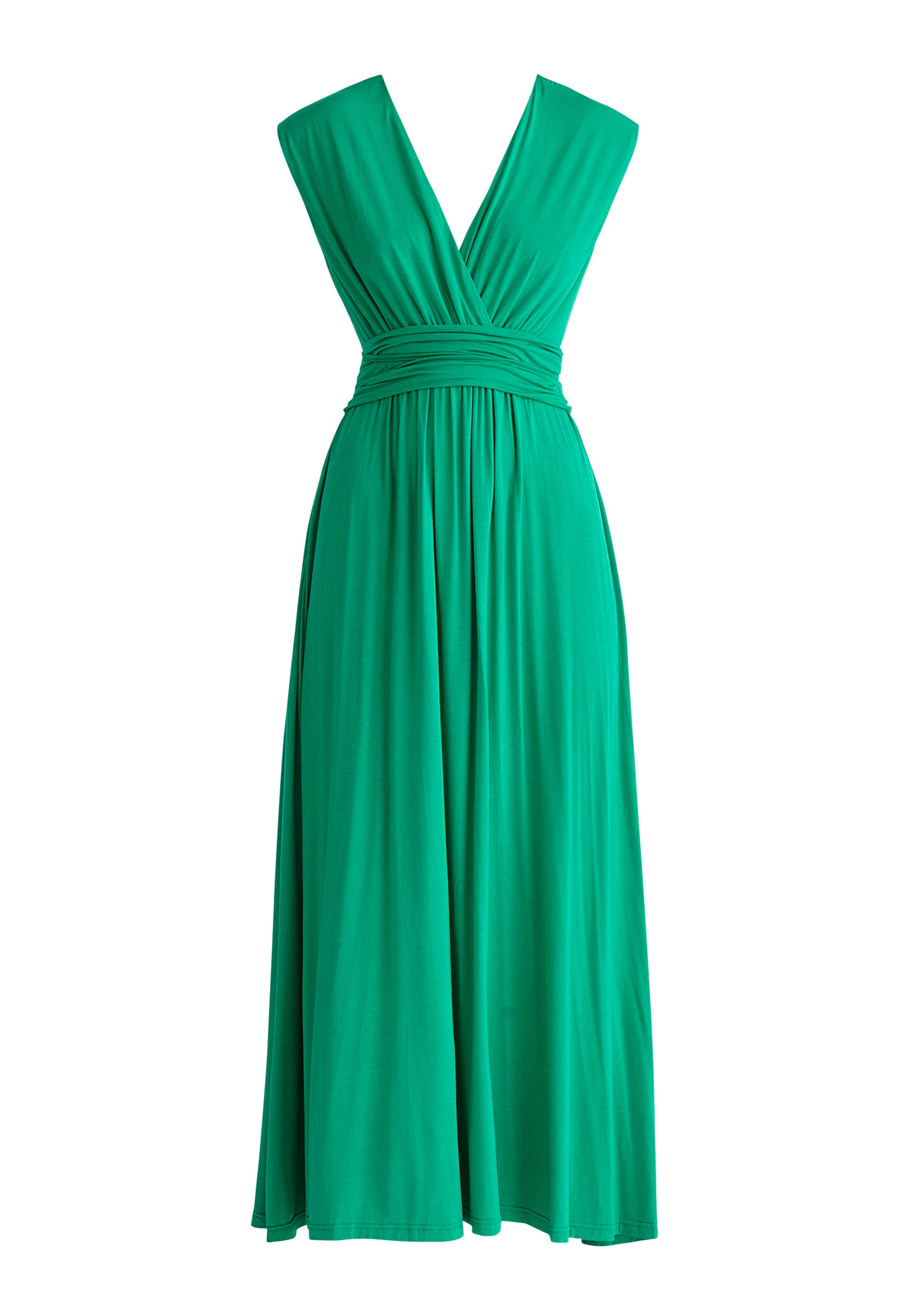 Paisie Tie-Back Jersey Dress in Green Cut Out