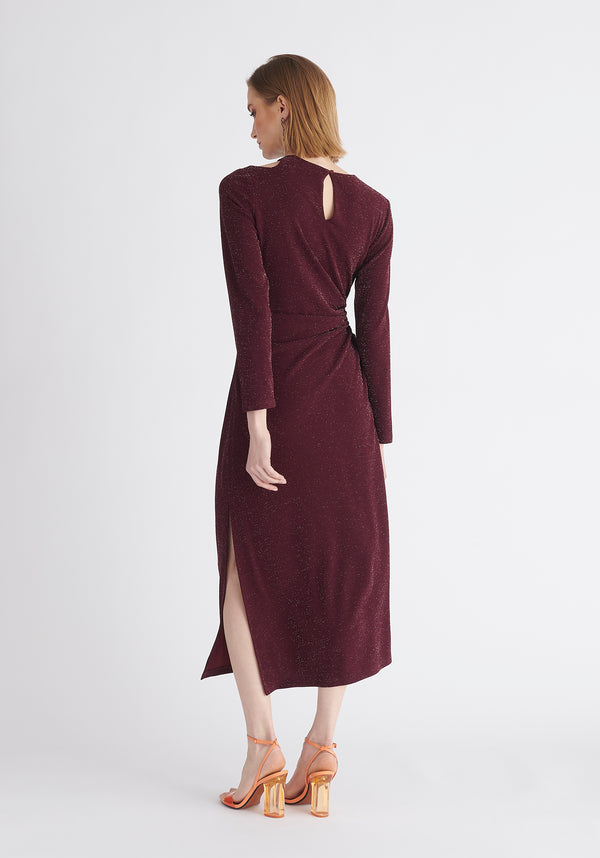 Paisie Sparkly Cut Out Dress in Purple Back