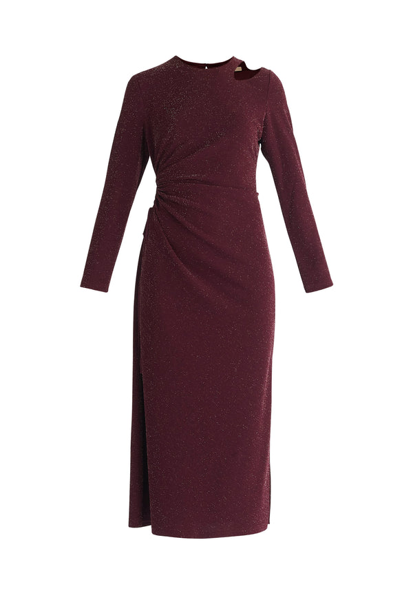 Paisie Sparkly Cut Out Dress in Purple Cut Out