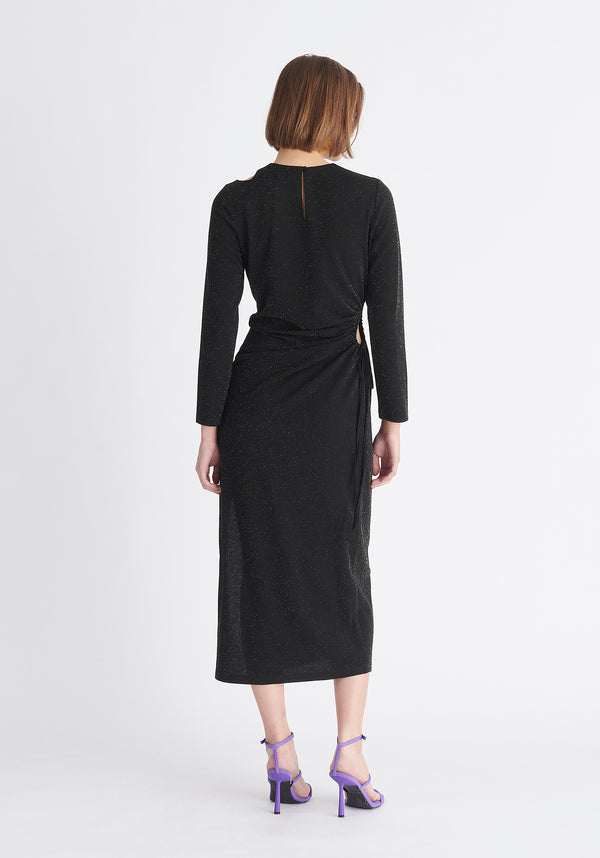 Paisie Sparkly Cut Out Dress in Black Back