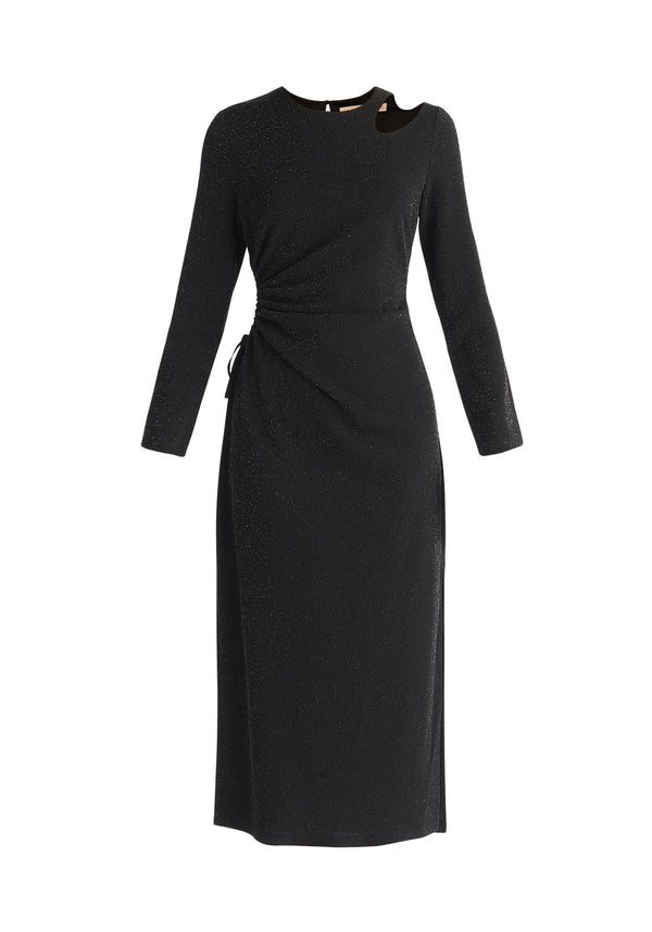Paisie Sparkly Cut Out Dress in Black Cut Out