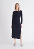 Paisie Sparkly Cut Out Dress in Navy