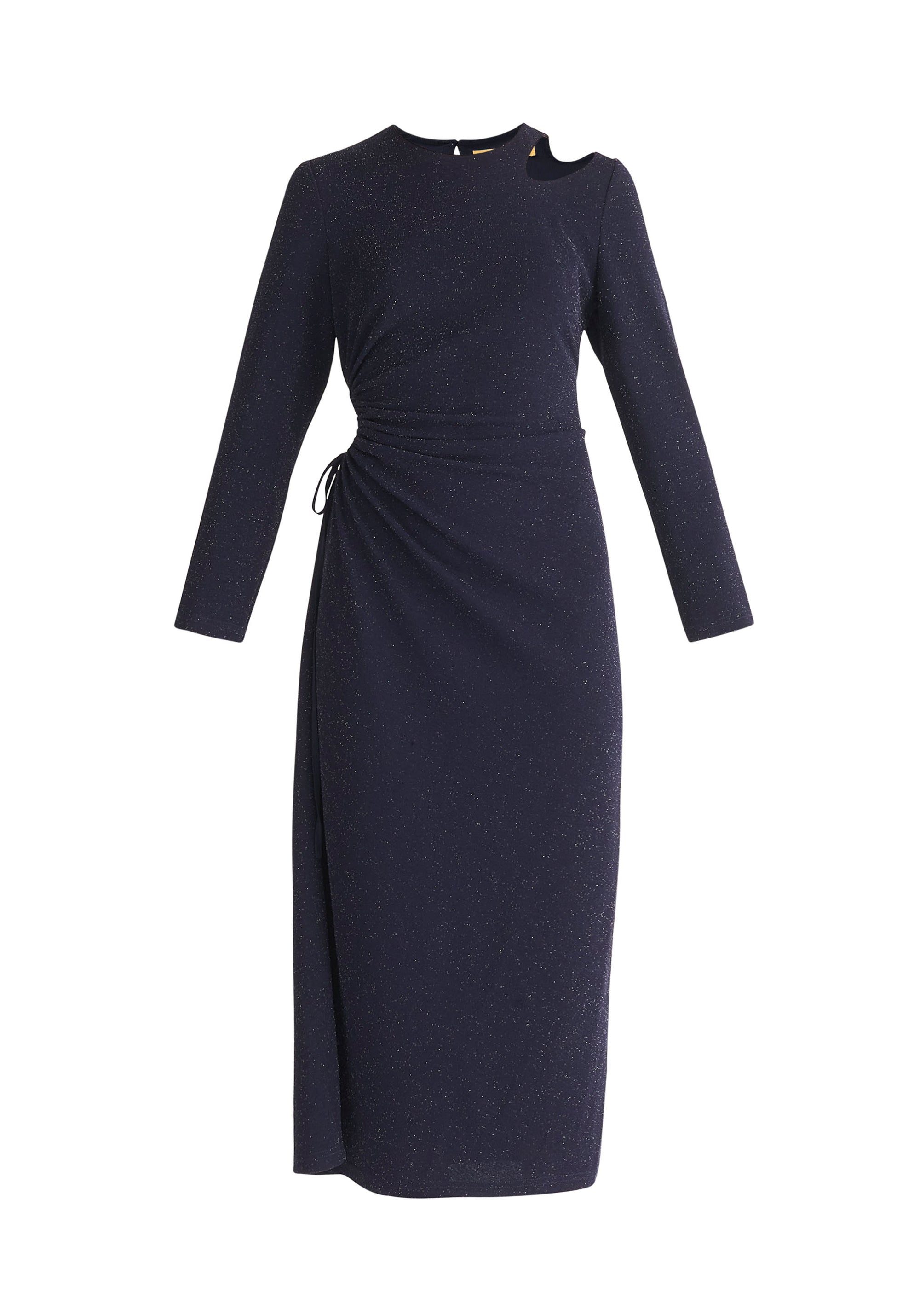 Paisie Sparkly Cut Out Dress in Navy Cut Out