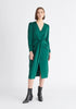 Paisie Satin V-Neck Dress in Green