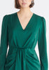 Paisie Satin V-Neck Dress in Green Close Up