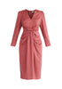 Paisie Satin V-Neck Dress in Pink Cut Out