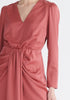 Paisie Satin V-Neck Dress in Pink Close Up