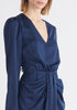 Satin V-Neck Dress in Navy Close Up