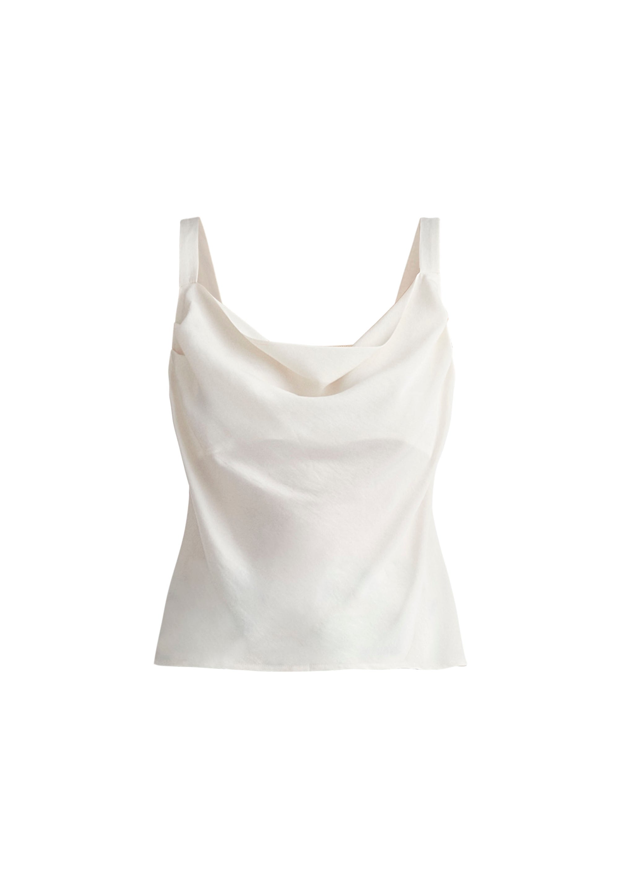 Paisie Cowl Neck Vest Top in White Cut Out