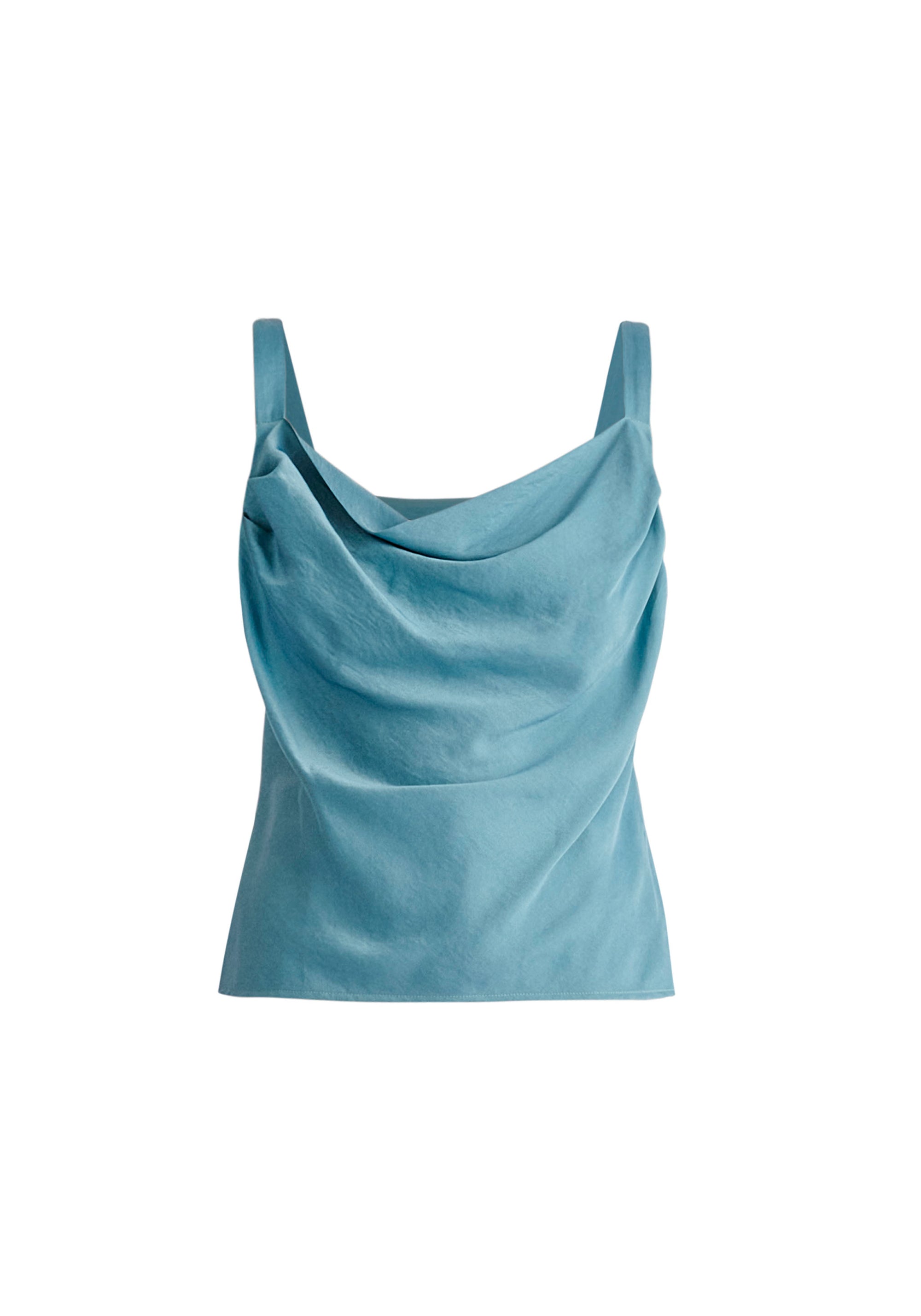 Paisie Cowl Neck Vest Top in Teal Cut Out
