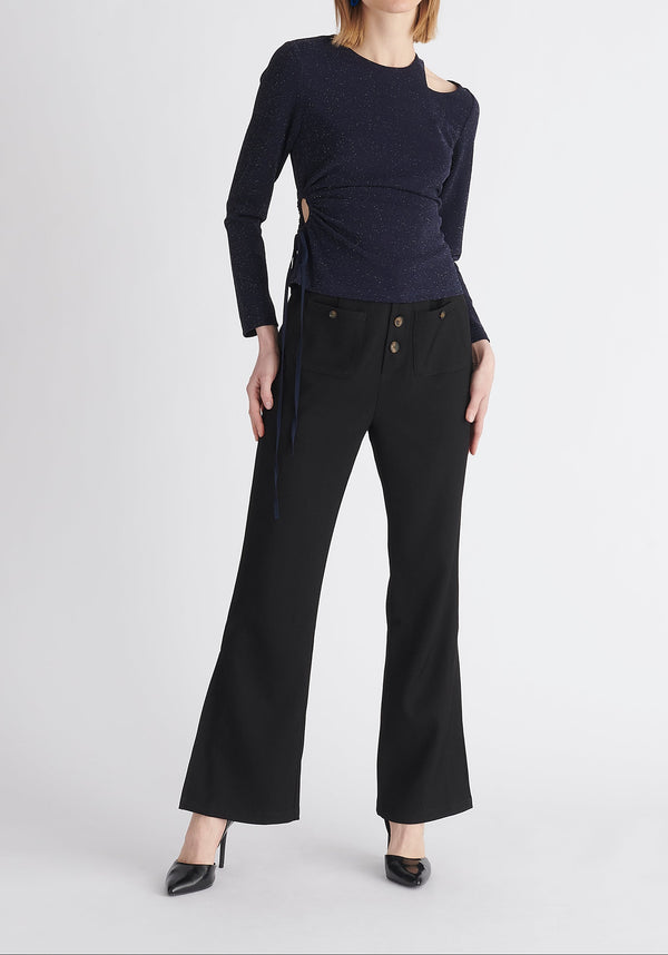 Paisie Sparkly Cut Out Top in Navy