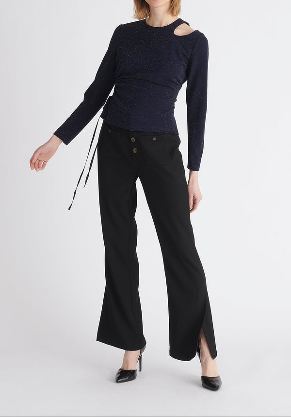 Paisie Sparkly Cut Out Top in Navy