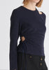 Paisie Sparkly Cut Out Top in Navy Close Up