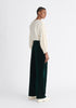 Paisie High Waist Velvet Trousers in Dark Green Back