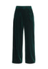 Paisie High Waist Velvet Trousers in Dark Green Cut Out