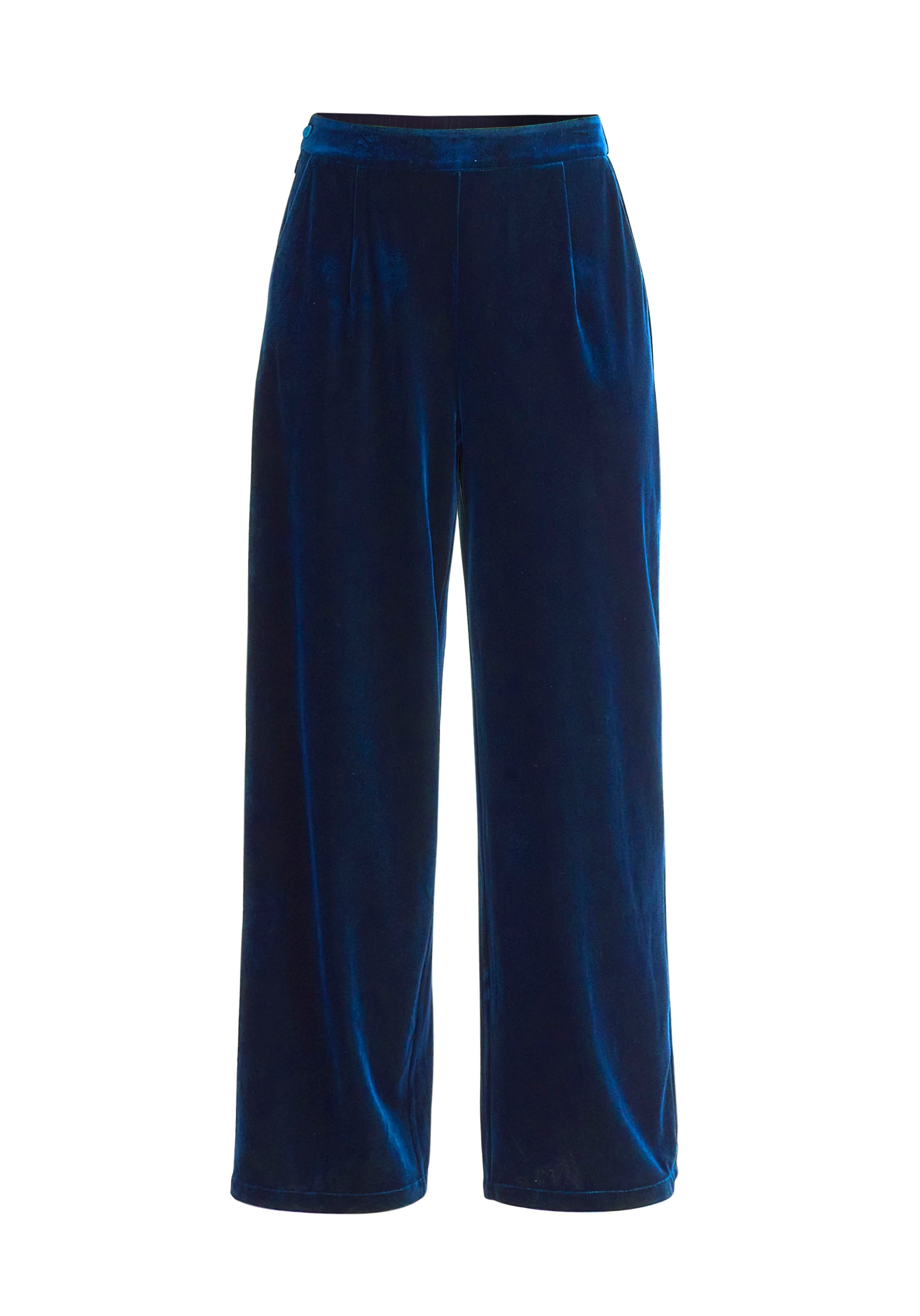 Paisie High Waist Velvet Trousers in Blue Cut Out