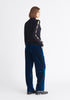 Paisie High Waist Velvet Trousers in Blue Back