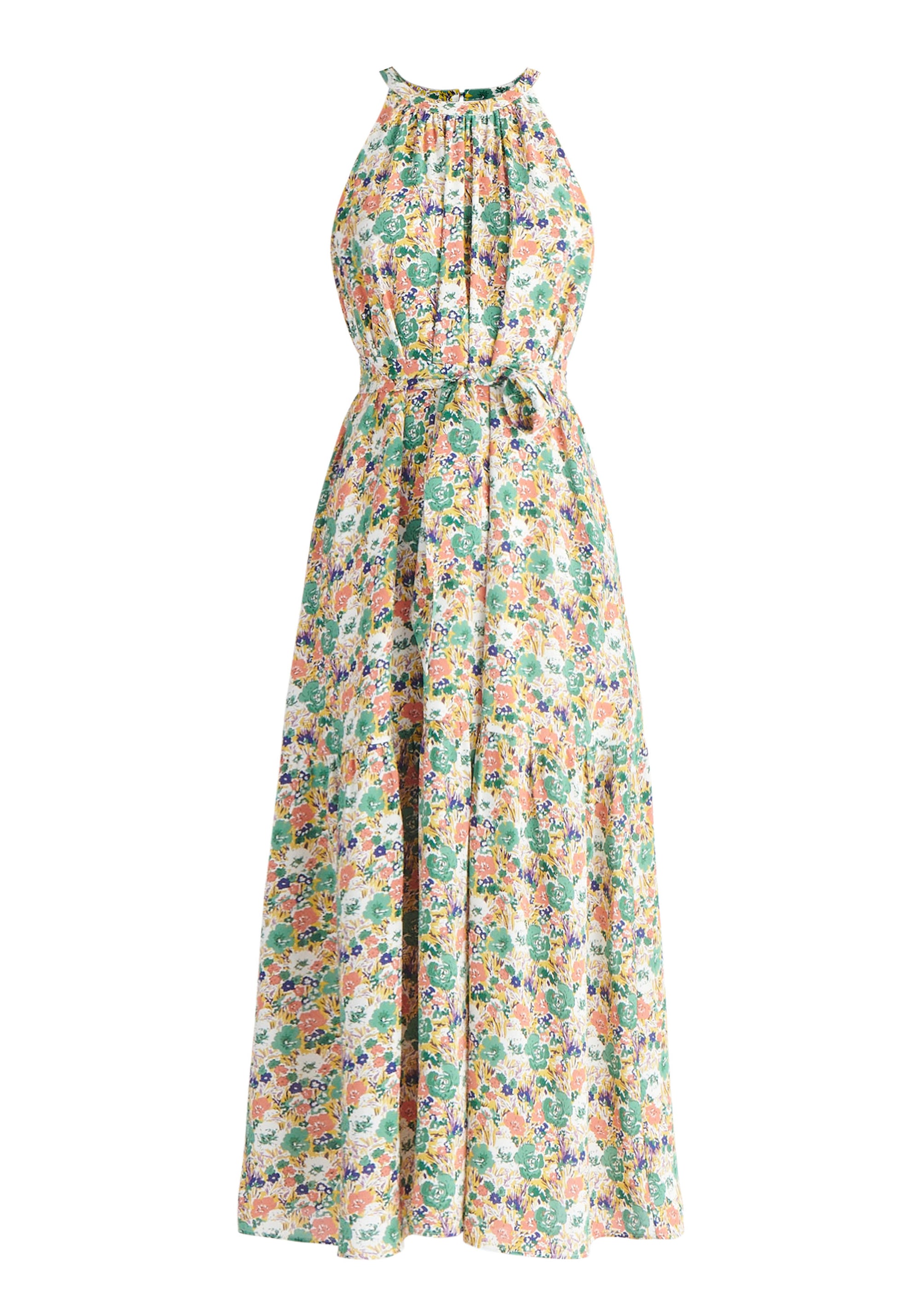 Paisie Floral Halterneck Maxi Dress Cut Out