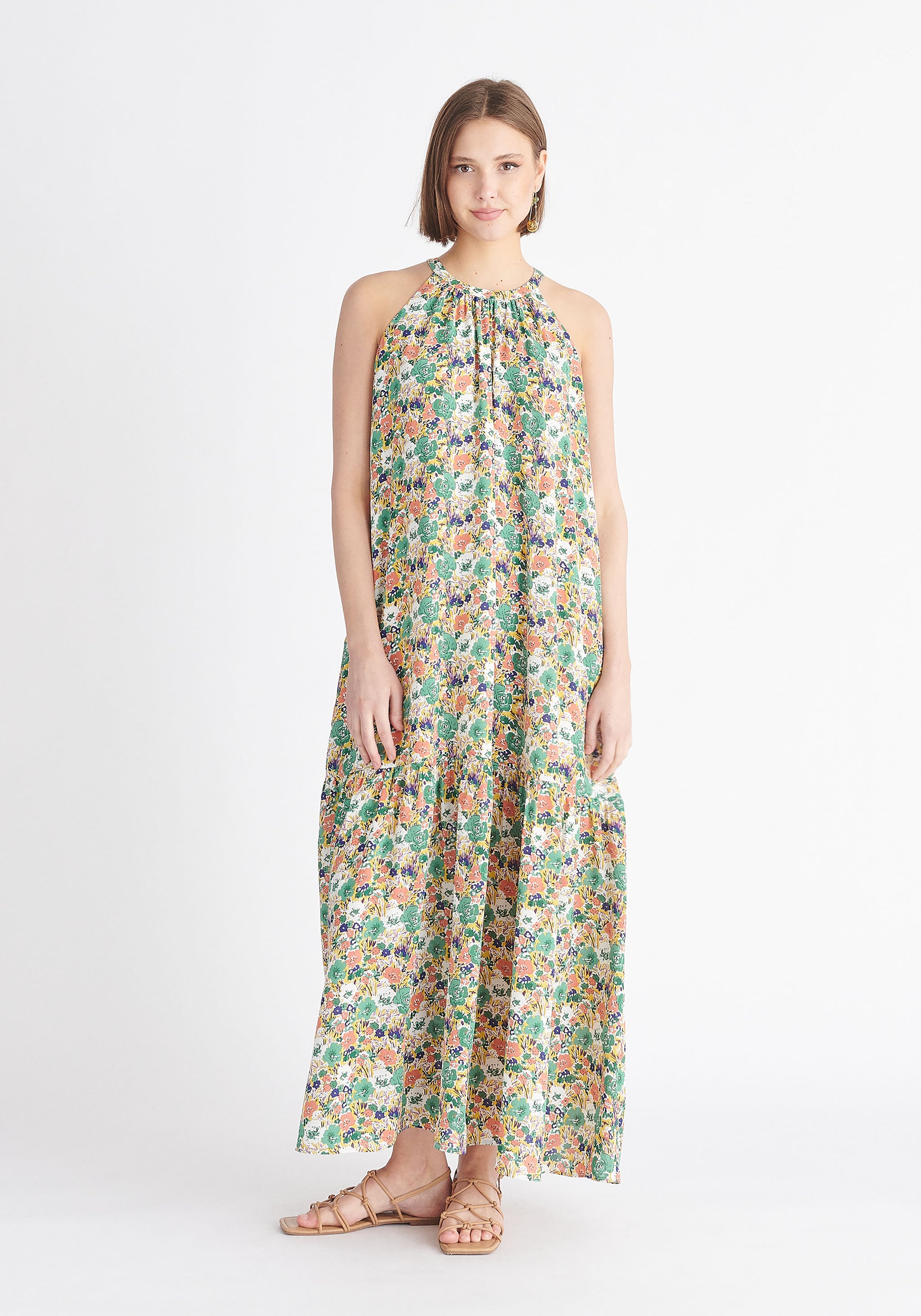 Paisie Floral Halterneck Maxi Dress